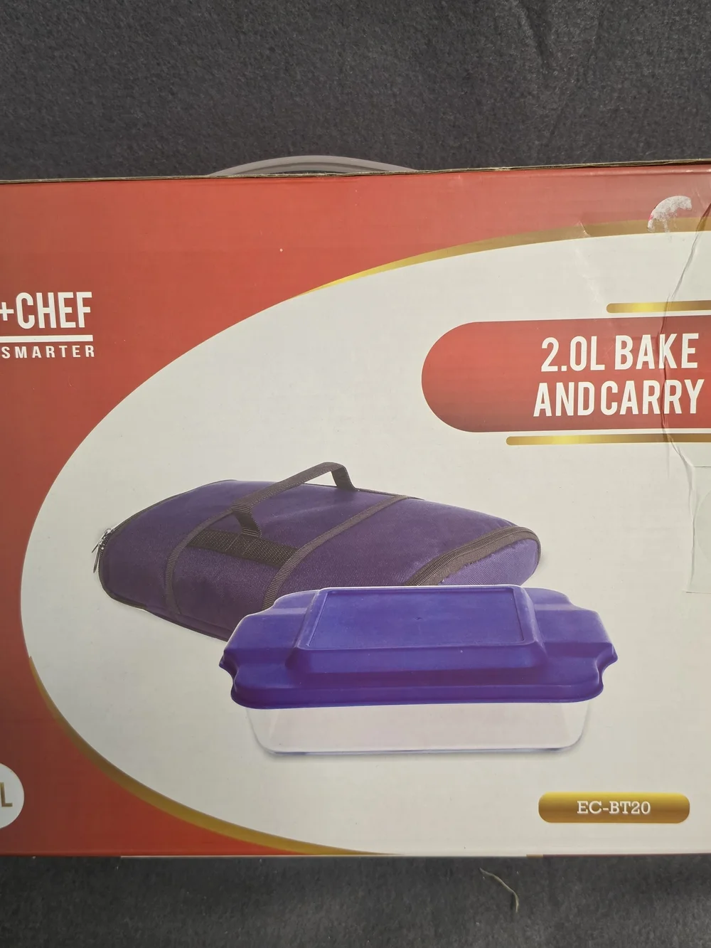 Eco+Chef 2.0L Blue Bake & Carry Glass Dish with Carrying Case